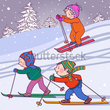 Cross Country Skiing Winter Activities Isolated Objects On Snow Winter
