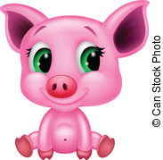 Cute Baby Pig Cartoon   Vector Illustration Of Cute Baby Pig