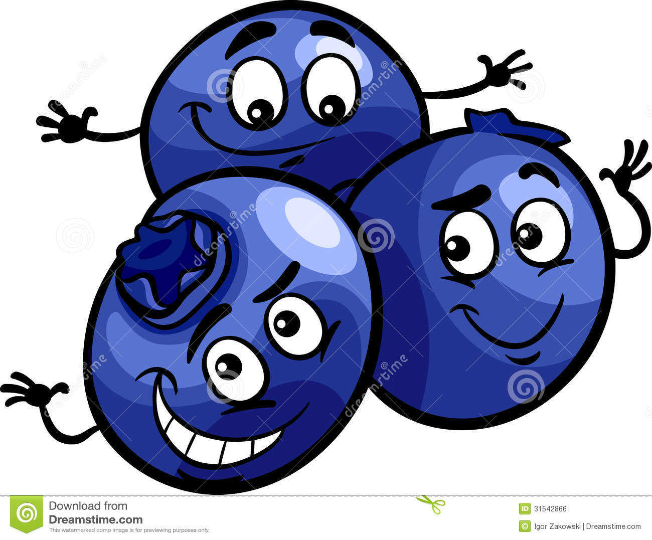 Funny Blueberry Fruits Cartoon Illustration Royalty Free Stock Image
