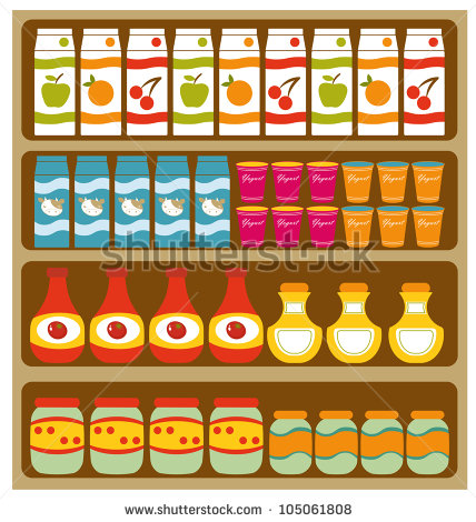 Grocery Store Shelves Stock Vector Illustration 105061808