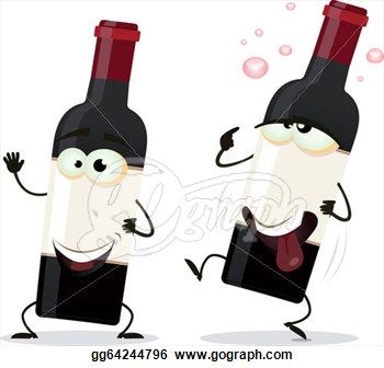 Happy And Drunk Red Wine Bottle Character