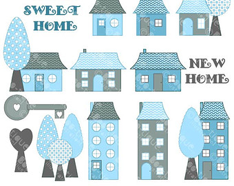 Home Clipart  Housewarming Clip Art  House Warming Clipart  Digital