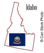 Idaho State Map And Flag   Outline Of The State Of Idaho