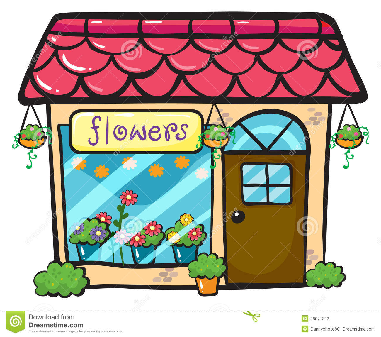 Illustration Of A Flower Shop On A White Background