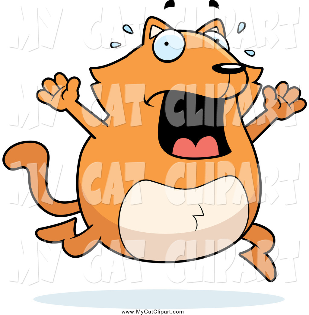 Larger Preview  Clip Art Of A Scared Orange Cat Freaking Out By Cory