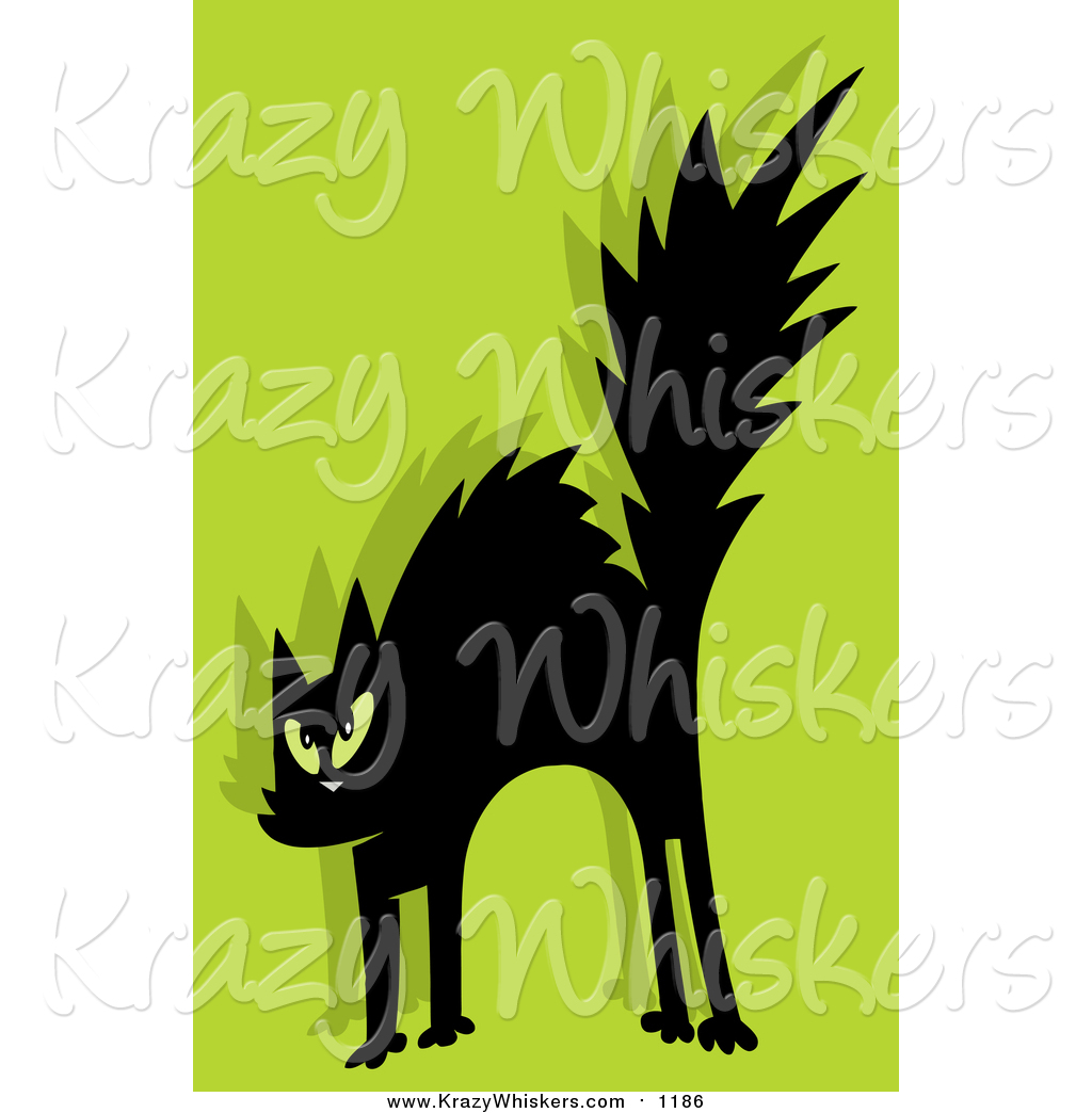 Larger Preview  Critter Clipart Of A Scared Black Cat On Green By Hit