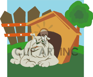     Laying In Front Of His Dog House Clipart Image Picture Art   131899