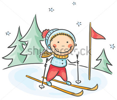 Little Boy S Winter Activities  Skiing Stock Vector   Clipart Me