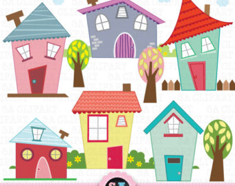 Little Houses Digital Clip Art Houses Clip Art Set Houses Clipart
