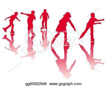 On Roller Skates Posing Outdoor Illustrations Gg60922946 Clipart