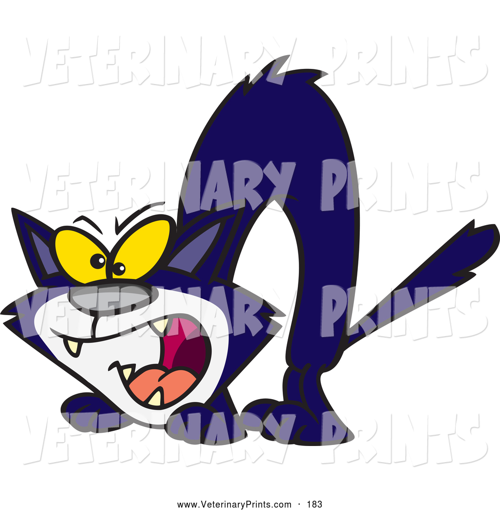 Preview  Art Print Of A Cartoon Hissing Scared Cat By Ron Leishman