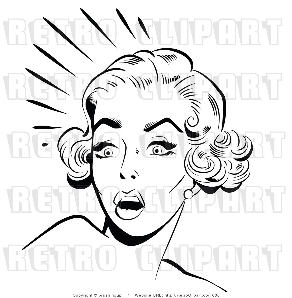Retro Black And White Pop Art Surprised Woman Royalty Free Vector