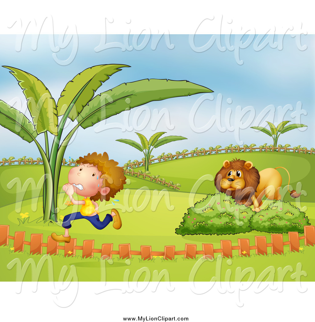 Scared White Boy Running Away From A Lion Scared Boy Running From A