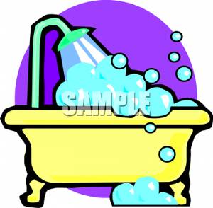 Shower Spraying Into A Bathtub   Royalty Free Clipart Picture