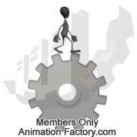 Stick Man Walking Atop Gear Animated Clipart