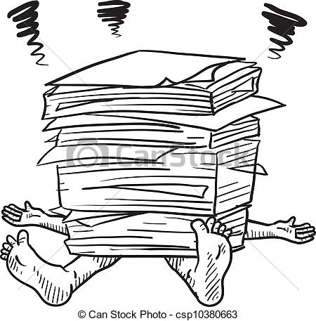 Vector   Paperwork Stress Sketch   Stock Illustration Royalty Free