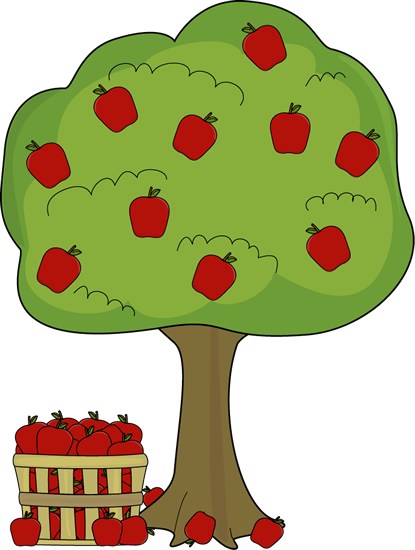 Apple Tree With Apple Basket Clip Art   Apple Tree With Apple Basket