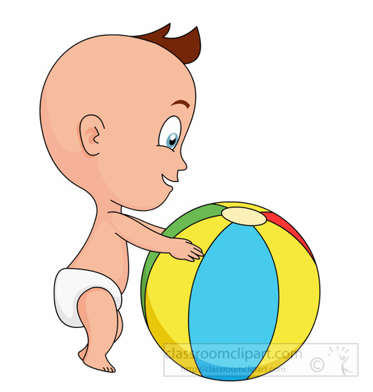 Baby   Cute Toddler Playing Large Colorful Ball Clipart 5122
