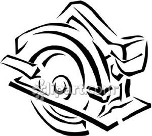 Black Outline Of A Circular Saw Royalty Free Clipart Picture