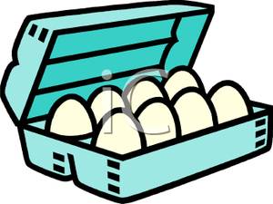 Blue Box With Eight Eggs In It   Royalty Free Clipart Picture