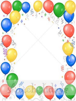 Bright Balloons Party Border   Party Clipart   Backgrounds