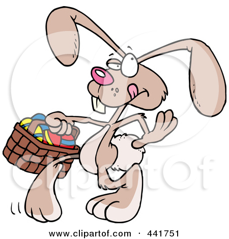 Clipart Cartoon Easter Bunny Dealing Eggs   Royalty Free Vector    