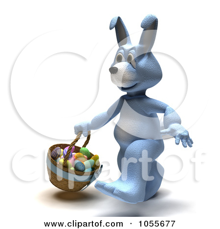 Clipart Illustation Of A 3d Yellow Bunny Sitting With A Chocolate