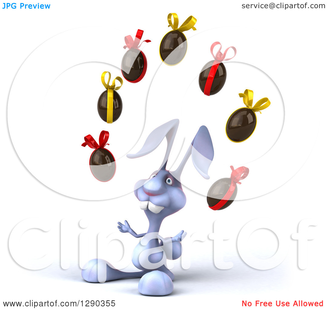Clipart Of A 3d White And Blue Robot Facing Left Walking And Holding