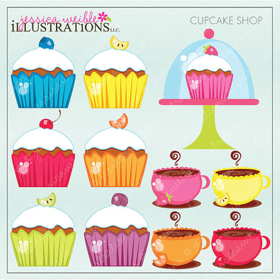 Cupcake Shop Cute Digital Clipart For Card Design Scrapbooking And