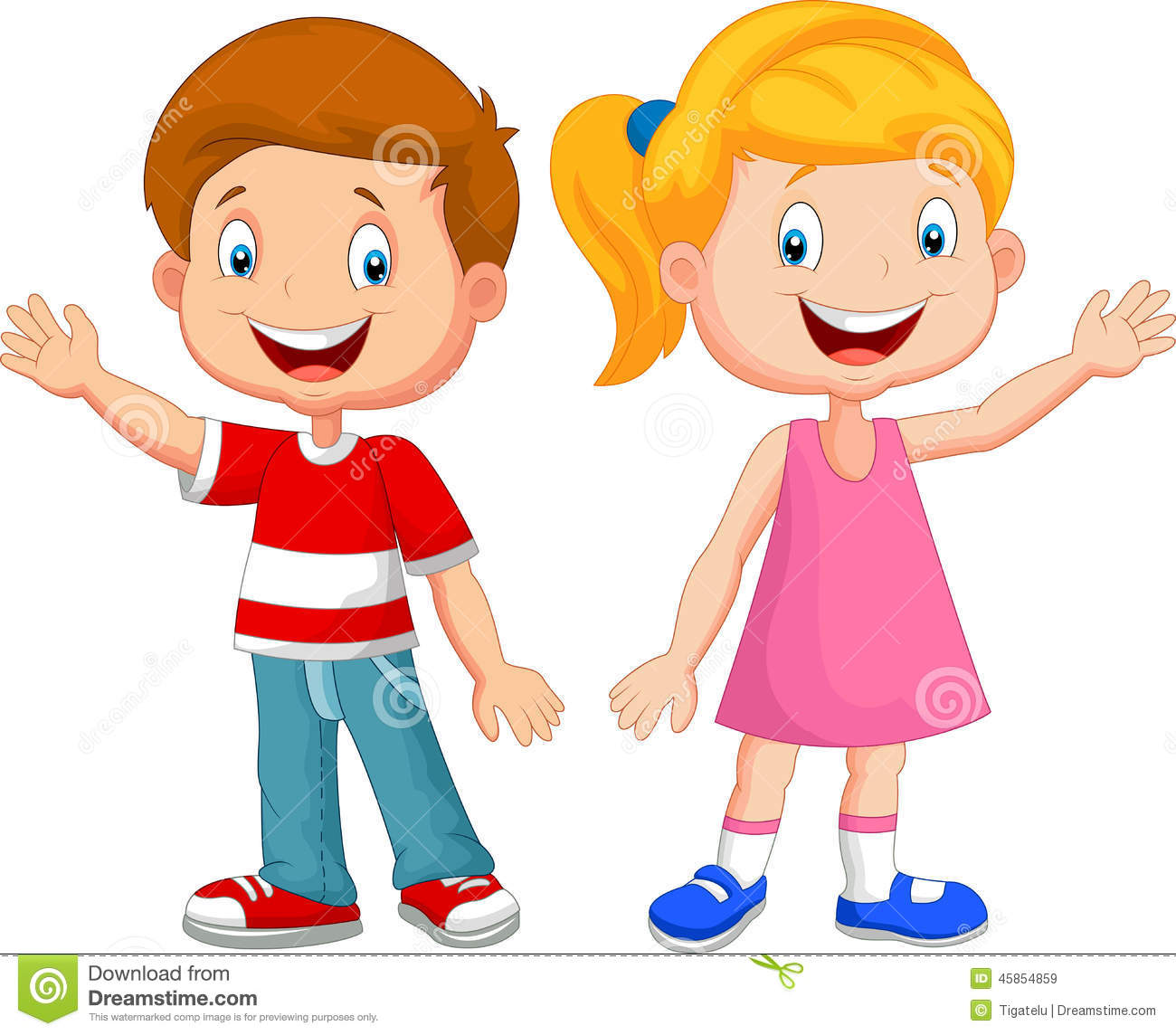 Cute Children Cartoon Waving Hand Stock Vector   Image  45854859