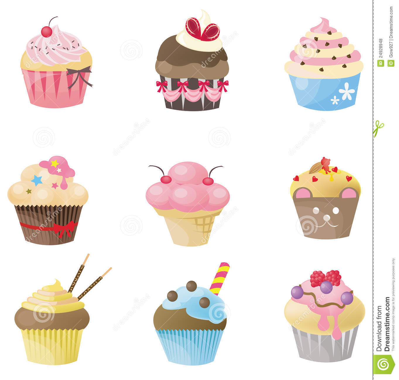 Cute Cupcake With 9 Different Look Royalty Free Stock Photos   Image