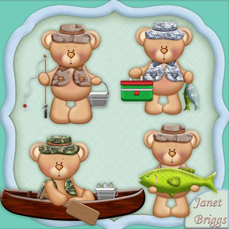 Fishing Bears Designer Resource Graphics By Janet Briggs