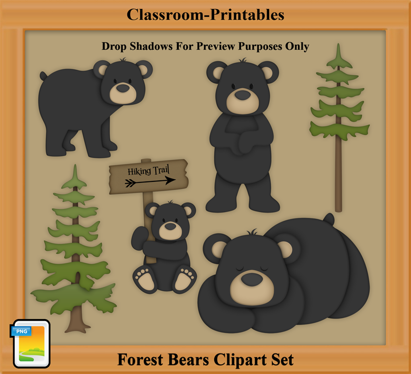 Forest Bears Clipart Set