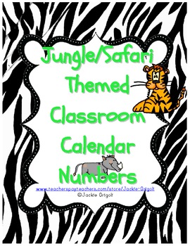 Jungle   Safari Theme Calendar Numbers W  Original Animal Clipart