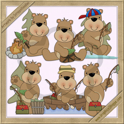 Ole Fishing Bear Limited Clip Art Collection    1 00   Graphics Shoppe