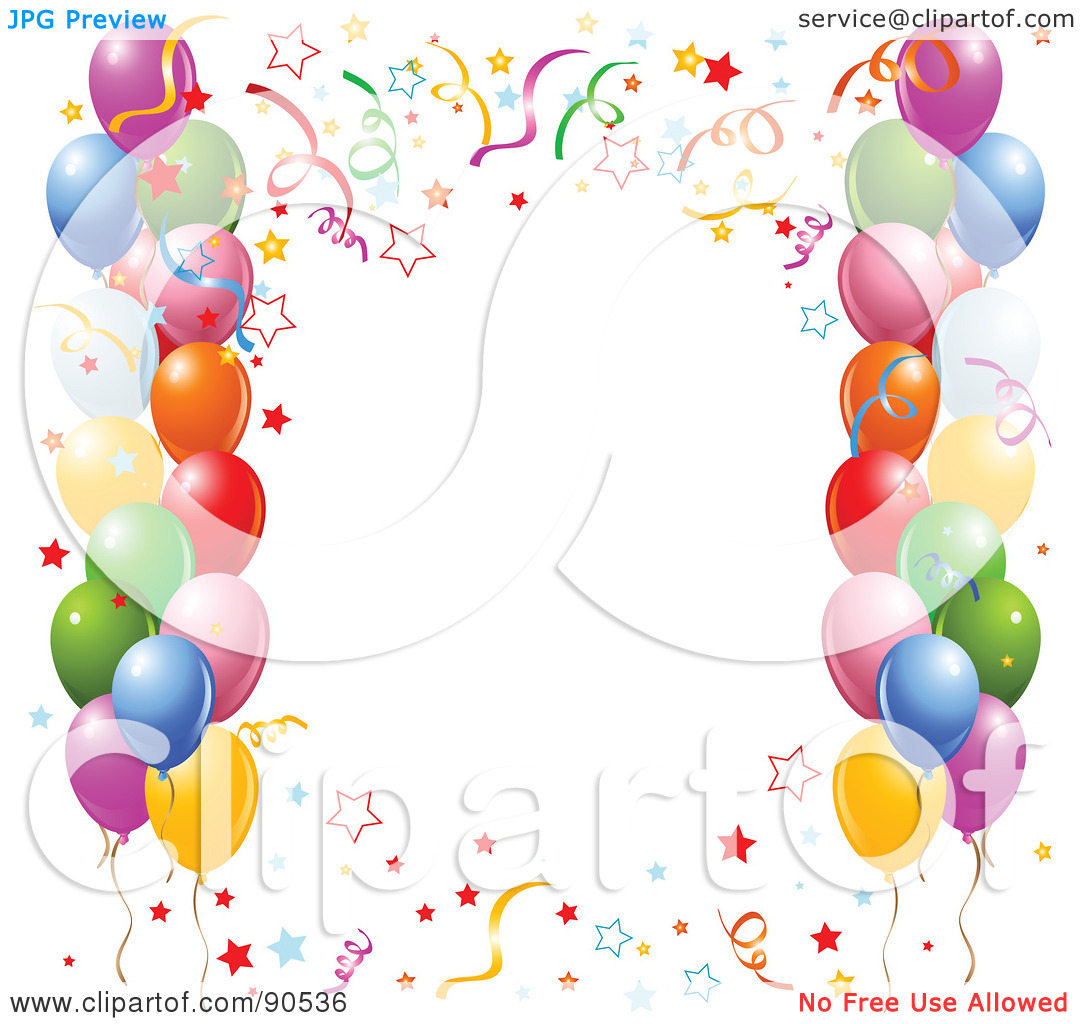 Rf  Clipart Illustration Of A Border Of Colorful Confetti And Party