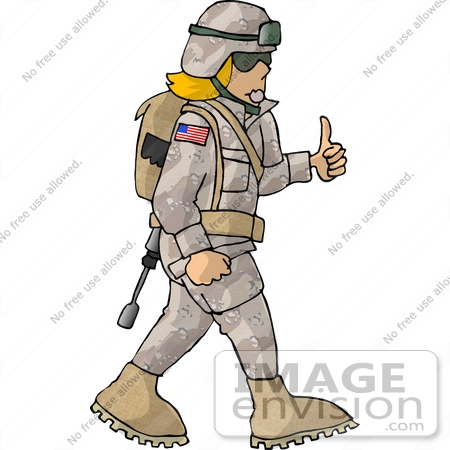 Royalty Free Clipart Of A Female Soldier In Uniform Giving The Thumbs