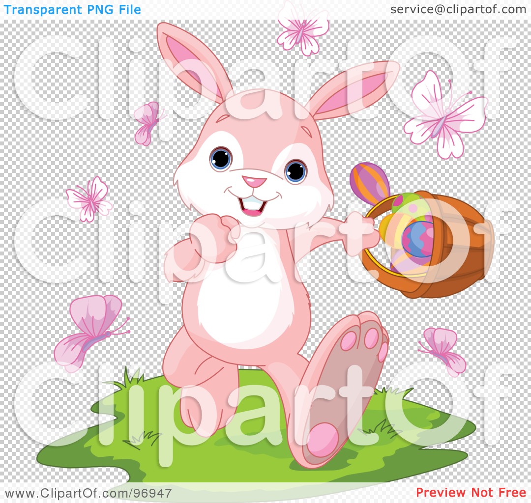Royalty Free  Rf  Clipart Illustration Of A Jolly Pink Bunny Walking