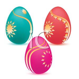 Set Of Three Decorated Easter Eggs   Royalty Free Clipart Picture