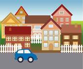Suburban Homes In Quiet Neighborhood   Stock Illustration