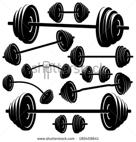 Barbell Silhouettes On White Isolated Background   Stock Vector