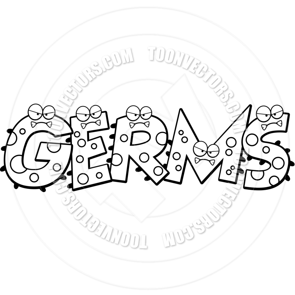 Cartoon Germs Text  Black And White Line Art  By Cory Thoman   Toon    