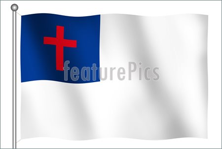 Christian Flag Waving  With Clipping Path