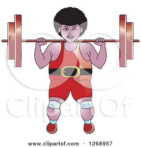 Clipart Of A Black Bodybuilder Woman Working Out With A Barbell