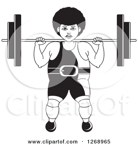 Clipart Of A Senior Man Squatting And Lifting A Barbell Over His Head