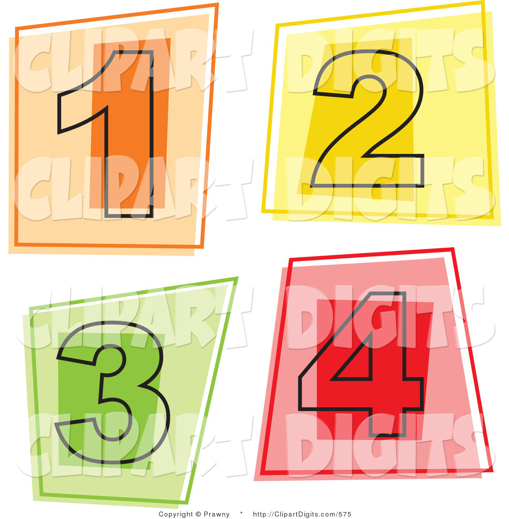 Digital Collage Of Square Numeral Icons  1 Through 4 By Prawny    575
