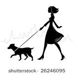 Girl Walking A Dog  Vector