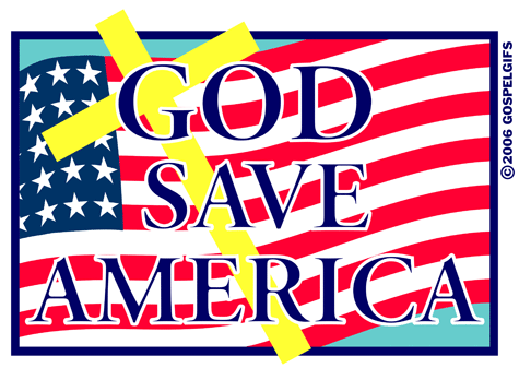 God Save America  Christian Cross American Flag  Clip Art