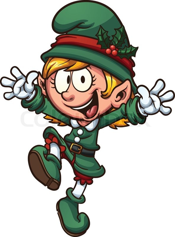 Happy Christmas Elf  Vector Clip Art Illustration With Simple Stock