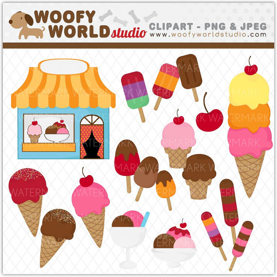 Ice Cream Shoppe Clipart   Instant Download   Digital Clip Art
